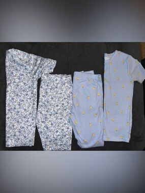 Carter's Lilac Pajama Set Duo with Blue Floral and Yellow Lemon Prints